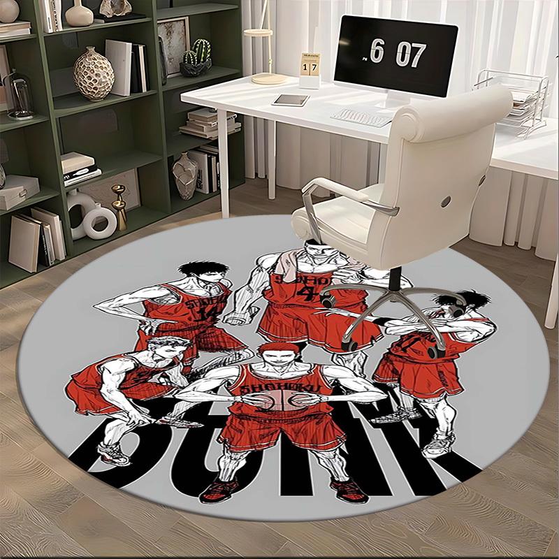 1 шт. Круглый ковер Баскетбольной команды Slam Dunk - Коврик-сиденье с дизайном из аниме для офиса, домашнего декора, игровой комнаты, для всех сезонов