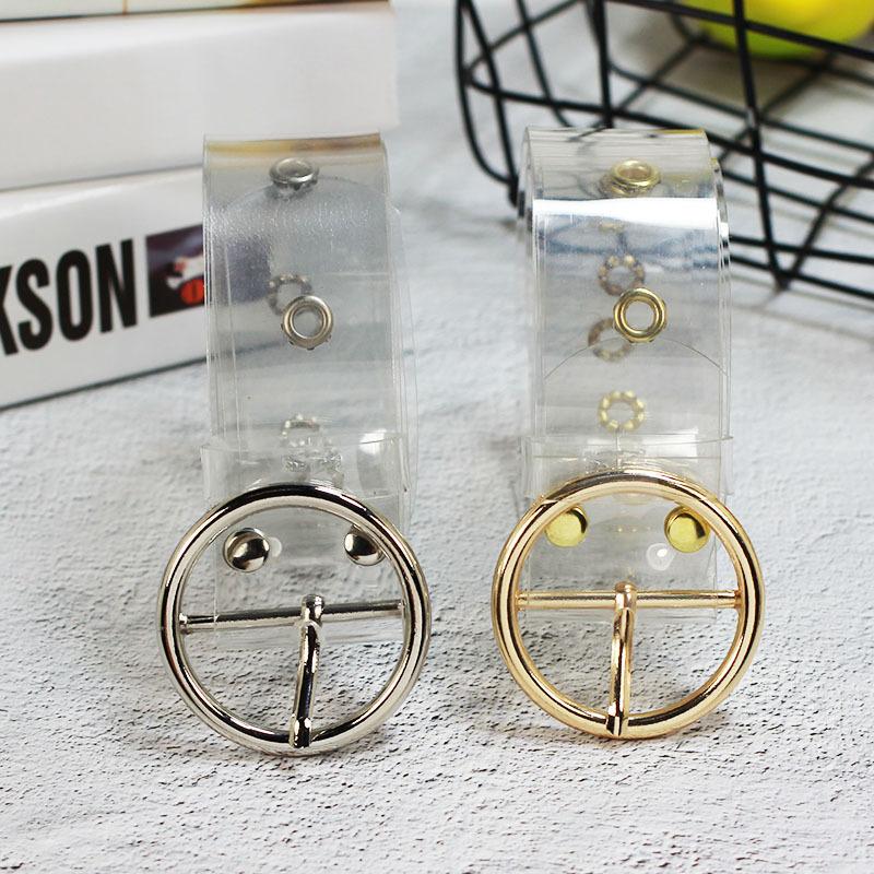 Fashion All-Match Resin Plastic Fully Transparent Belt Circle Buckle Porous Women's Belt Jeans Students'