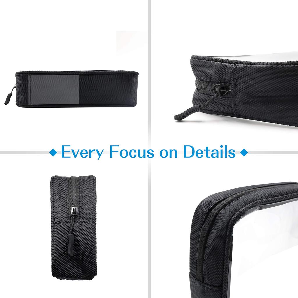 ProCase of Travel Toiletry Bag TSA Approved PVC Nylon Storage Carrying Travel Pouch Cosmetic Clear Bag Airport Aviation Approved Black [Set 2] -