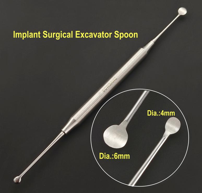 Зубной имплантат, хирургический экскаватор, ложка 4 мм/6 мм, уход за полостью рта, восстановительный инструмент для полости рта, хирургические инструменты с круглым наконечником, двойные концы