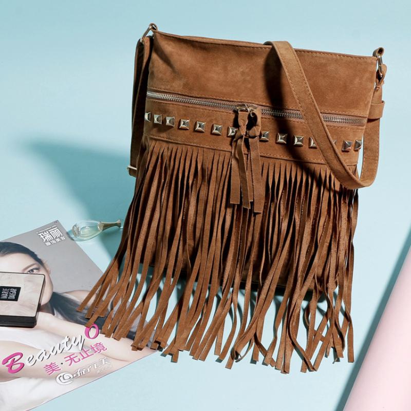 Осень-зима Новые женские сумки-мессенджеры в европейском, американском, ретро-стиле Willow Nails, модная сумка через плечо с бахромой, высококачественная бархатная универсальная сумка через плечо