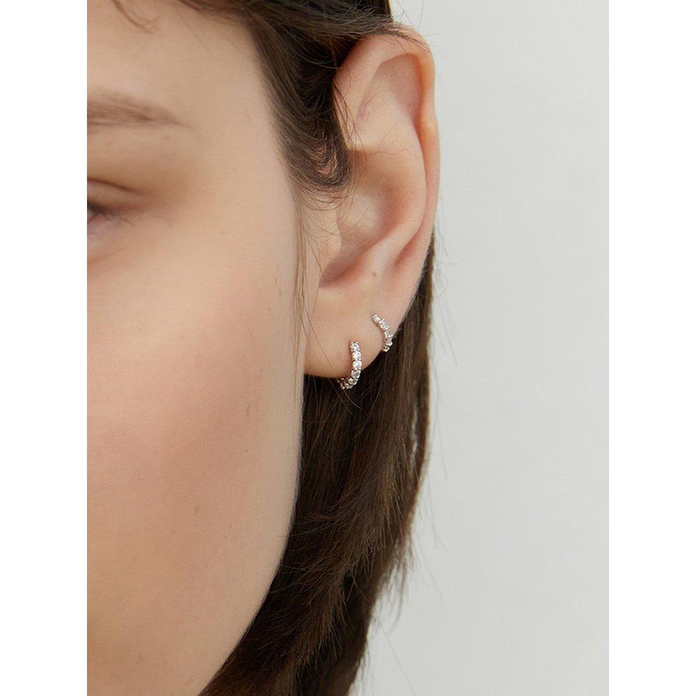 Silver 925 Shining 4-Prong One-Touch Earrings Lse88