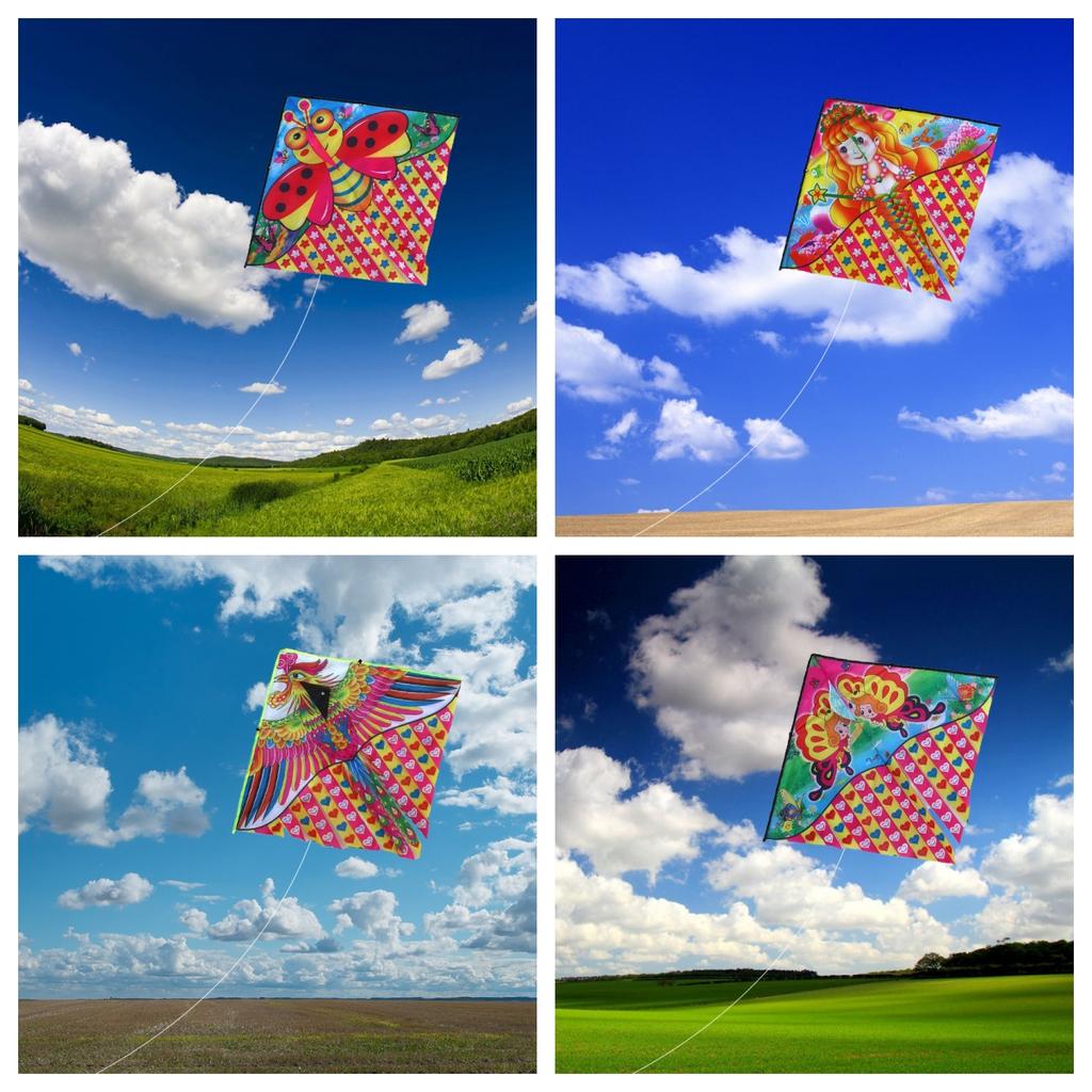 Childrens 1 Kite Meter Multitail Cartoon Print Breeze Easy To Fly Flying Toy
