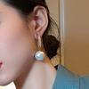 1 Pair Dangle Earrings Cubic Zircon Piercing Korean Faux Pearl Women Large Pendant