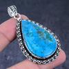 Tibetan Turquoise Gemstone Handmade 925 Sterling Silver Gift Pendant 2.56" p0S63