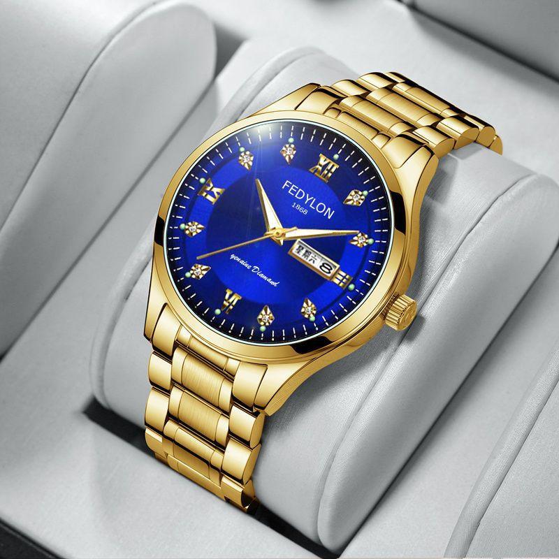 Немеханические часы с инкрустированными бриллиантами, светящиеся, полностью автоматические кварцевые часы, водонепроницаемые, позолоченные часы