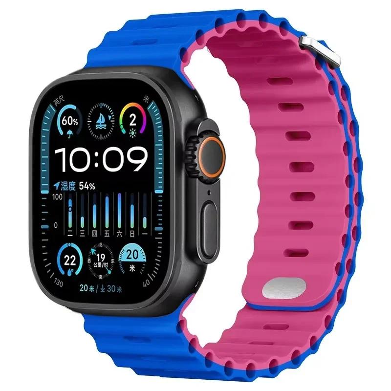 Силиконовый ремешок Ocean для Apple Watch Ultra 3/2 49 мм Серии 11/10 46 мм 42 мм 9 8 7 45 мм 41 мм Ремешок для часов iWatch 6 5 SE 44 40 мм