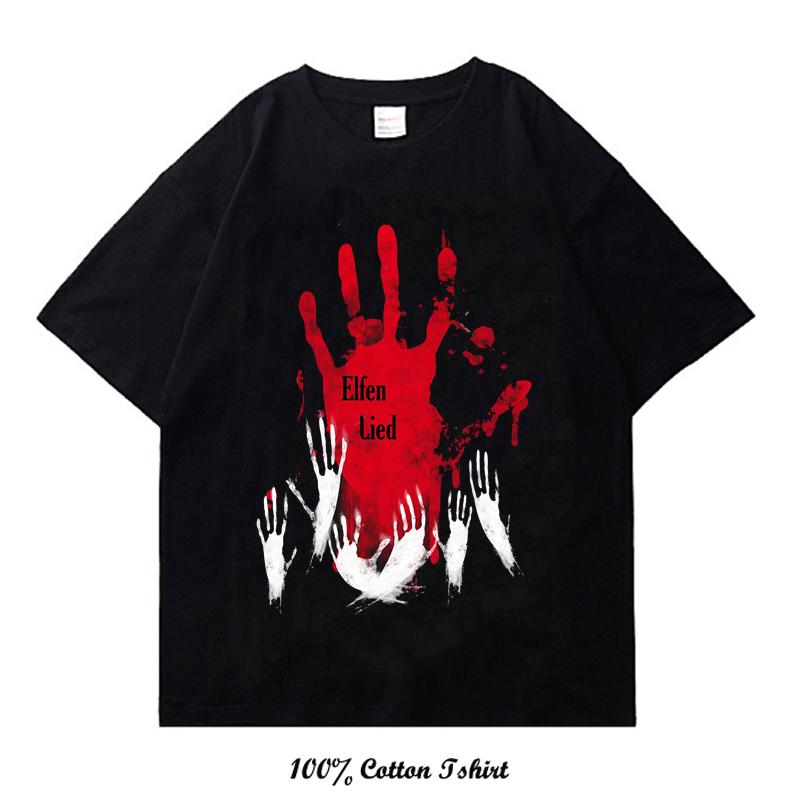 Новая летняя стильная повседневная футболка Elfen Lied свободного покроя, мужская и женская, графическая принтованная уличная одежда из 100% хлопка, топы, футболки