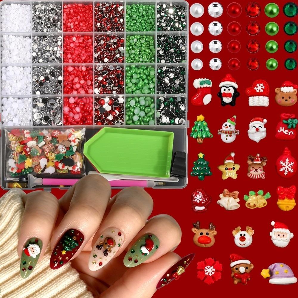 24/28 Grids Mixed Mini Christmas Gems Nail Charms Luxury Flatback Colorful Rhinestones Nail Art
