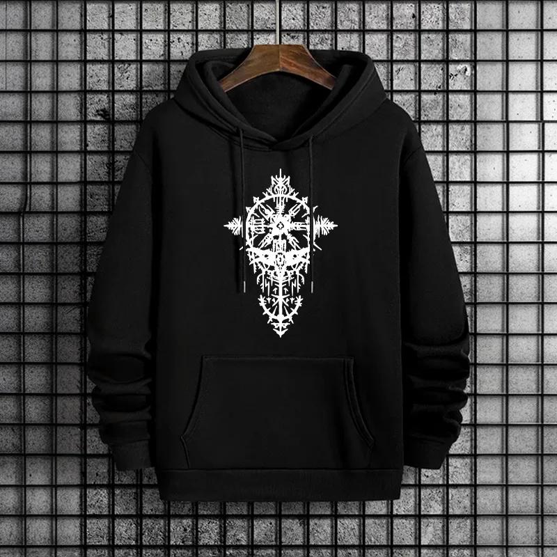 Viking Raven Mens Hoodies Urban Streetwear 2025 New Fashion Hip Hop Hooded Sweatshirt Male Trendy Casual Hoody Autumn Winter