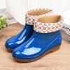 Women's Short Rain Boots with Cowhide Sole, Cotton Lined, Non-Slip, Warm and Protective.