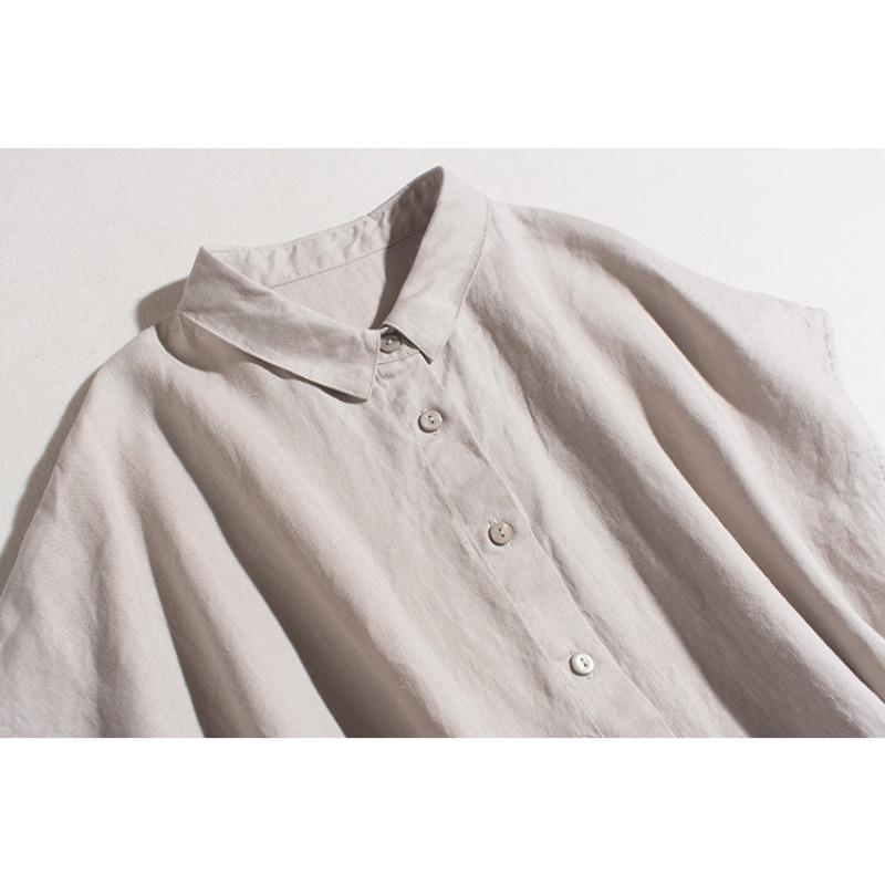 Летняя мода свободного покроя, большого размера, для женщин, утягивающее талию, литературное платье-рубашка с небольшими лацканами и рукавами-спущенными плечами