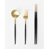 Menard Stella Cutlery Set for 2, Gold Black, 2p Spoons + 2p Chopsticks + 2p Forks, Korean Popular Tableware