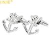 Silver Plated Boat Anchor Cufflinks Men's French Shirt