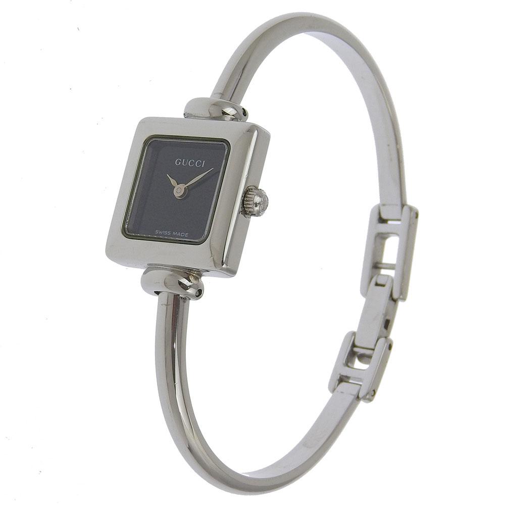 Gucci Часы 1900L черный циферблат нержавеющая сталь кварцевые аналоговый дисплей женские б/у