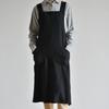 Cross Back Cotton Linen Apron with Pockets Gardening Work Apron Anti-dirty Pinafore Dress  Baking