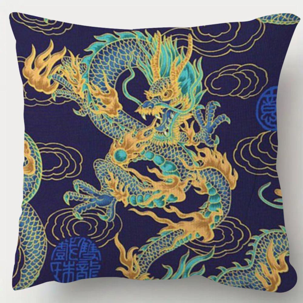 1pc, Traditional Chinese Dragon Design Short Plush Pillowcase, Size 45X45Cm, Single-Sided Printed, Decorative Pillow Cover with Zipper Closure, Suitab