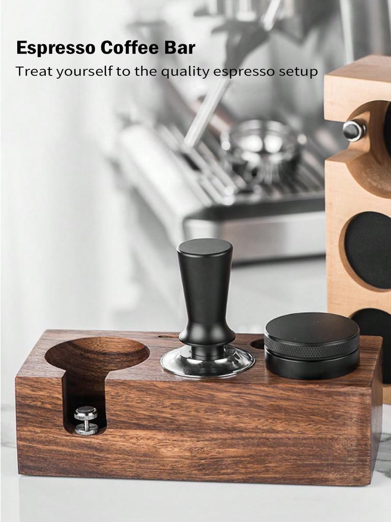 Leeseph Wood Coffee Tamper Holder Wooden Espresso Tamper Stand Tamper Station Wooden Base Anti-Slip Coffe Portafilter Holder