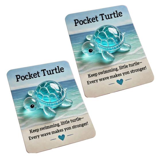 Pocket Hug Animal Resin Mini Animal Pocket Hug Token with Card Emotional Support Turtle Miniature Encouragement Gift for Christmas Birthday
