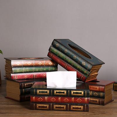 Ретро европейская симуляция книги коробка для салфеток деревянная креативная коробка для хранения бумаги гостиная ресторан кухня украшение стола