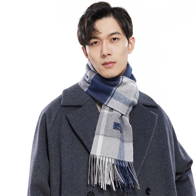 JIUMU Men's Pure Cashmere Warm Knit Scarf