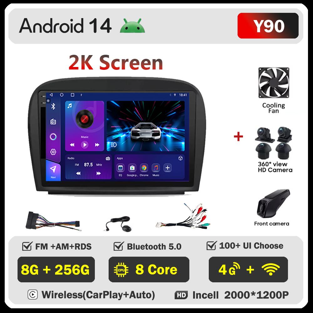 Для Mercedes Benz SL R230 SL350 SL500 SL55 SL600 SL65 2001-2007 Android 14 автомобильный радиоплеер GPS навигация сенсорный экран 5G Wifi