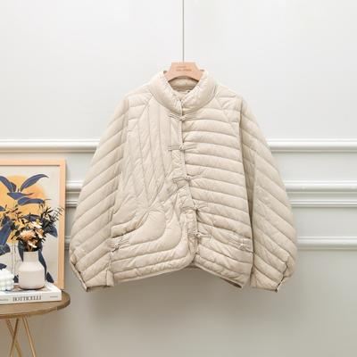 Женское зимнее повседневное женское свободное однотонное белое пуховое пальто из утиного пуха, легкая стеганая парка, верхняя одежда, женское однобортное пальто с воротником-стойкой