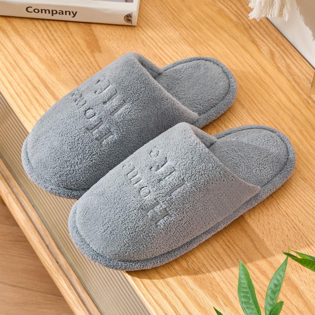 Non-slip and Antibacterial Cotton Slippers Autumn and Winter 2025 New Home Non-slip and Warm Couples Four-season Silent Slippers