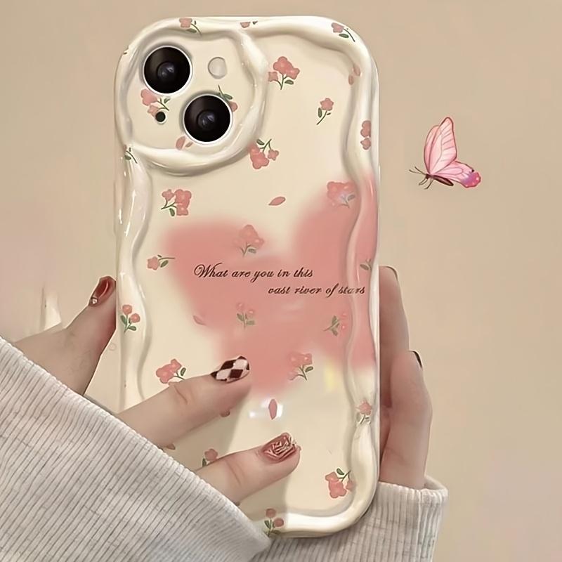Butterfly Rose Pattern Phone Case For iPhone 17 16 Pro 15 14 Plus 13 12 11 Pro Max 17e 16e Fashion Wavy-edge Shockproof Cover