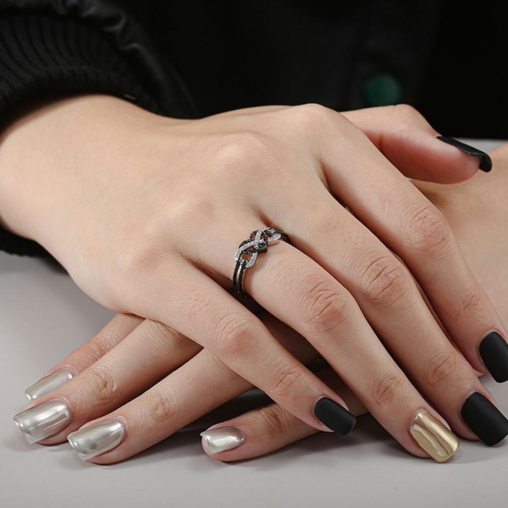 Seulement Love Black Infinity Heart Couple Rings for Women Men Stainless Steel Jewelry for New Listing Gothic Accessories