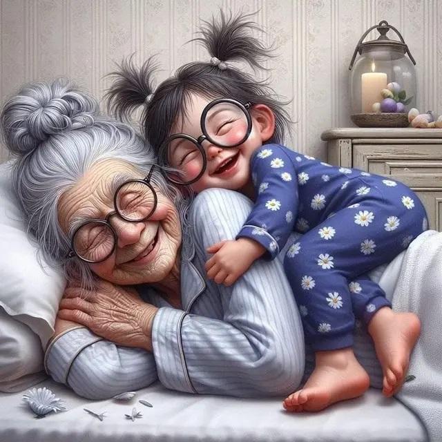 Мультфильм Счастливая бабушка и внучка 5D Полный круглый набор для алмазной живописи Пожилые люди и дети Сделай сам Сверла Мозаика Вышивка крестом