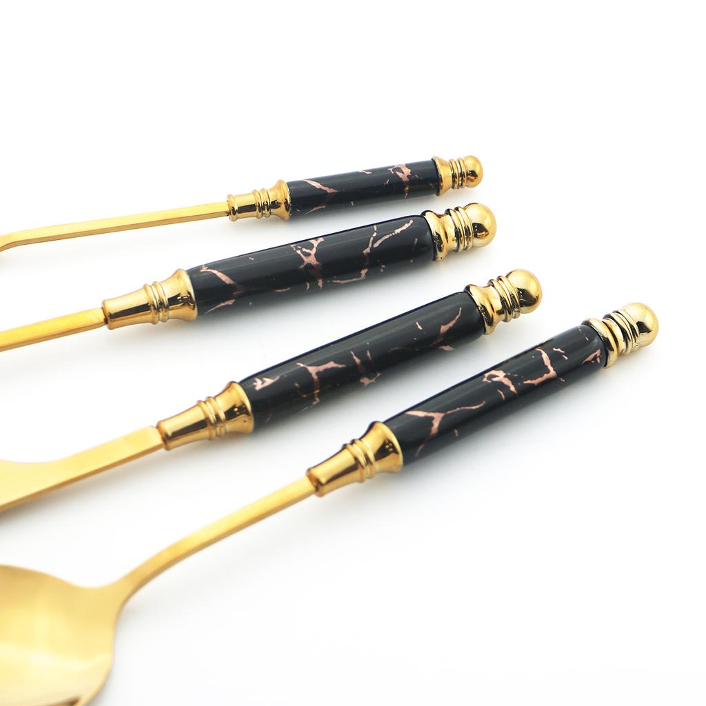 24 шт., набор посуды из нержавеющей стали с имитацией дерева, мраморной ручкой, западный нож, вилка, ложка, столовая посуда с 1 шт., набор держателей