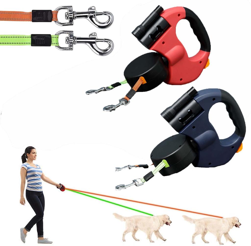 Трос для выгула собак от одного до двух собак, плюшевый ошейник для средних и маленьких собак, померанский шпиц, двойной автоматический выдвижной трос для выгула собак