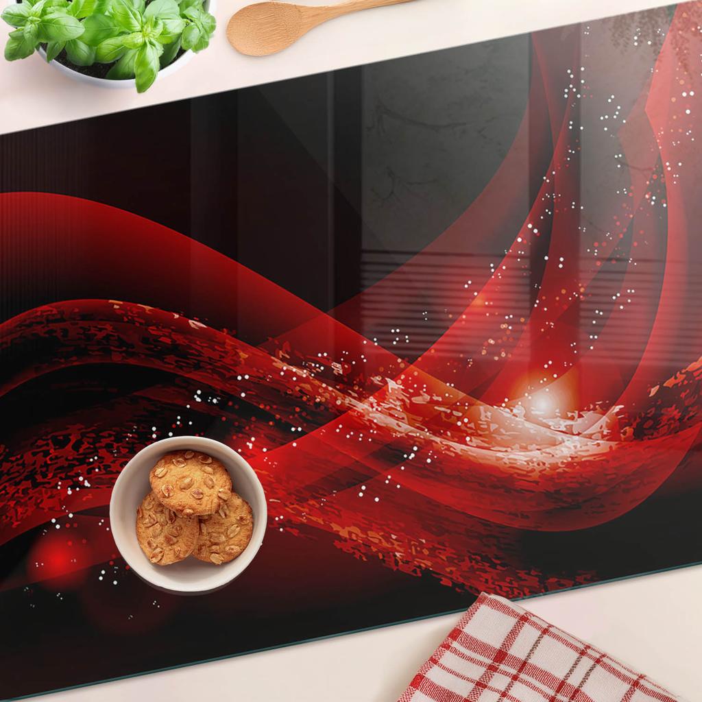 Trwała I Stylowa Kuchenna Deska Szklana Ze Wzorem Abstrakcyjny 80X52 Cm