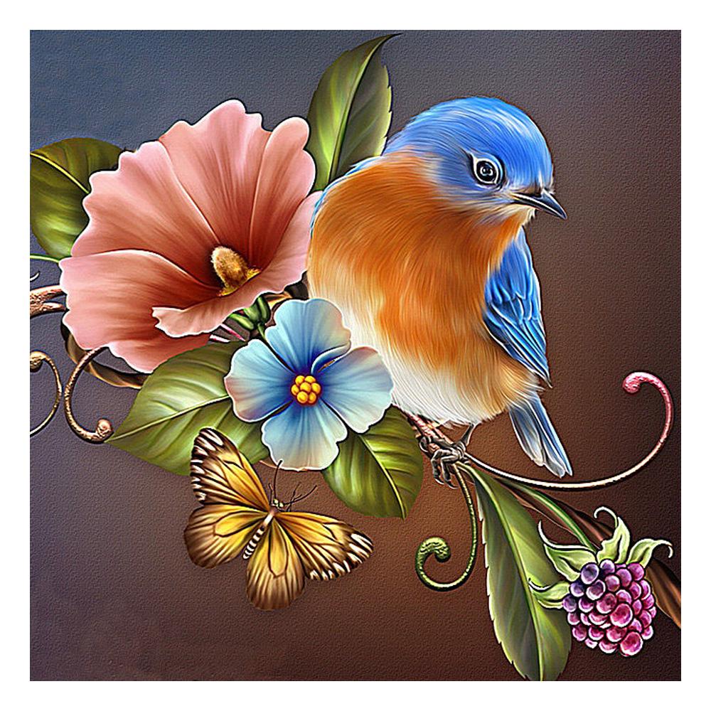 3D Diamond Embroidery Painting Flower Cross Stitch Round Rhinestone Painting Animal Birds Home Decor