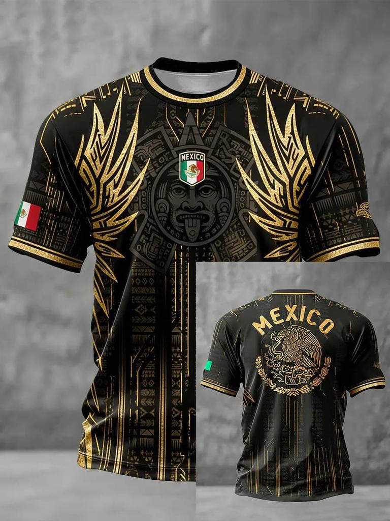 New Men Mexico National Soccer Jersey 3D  Print Quick Dry Football T Shirt  Sports Training Tee for Fan Match Daily Wear
