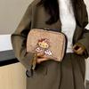 Cartoon Cat Single Shoulder Straw Bag - Kitty Clutch & Cosmetic Crossbody for Women