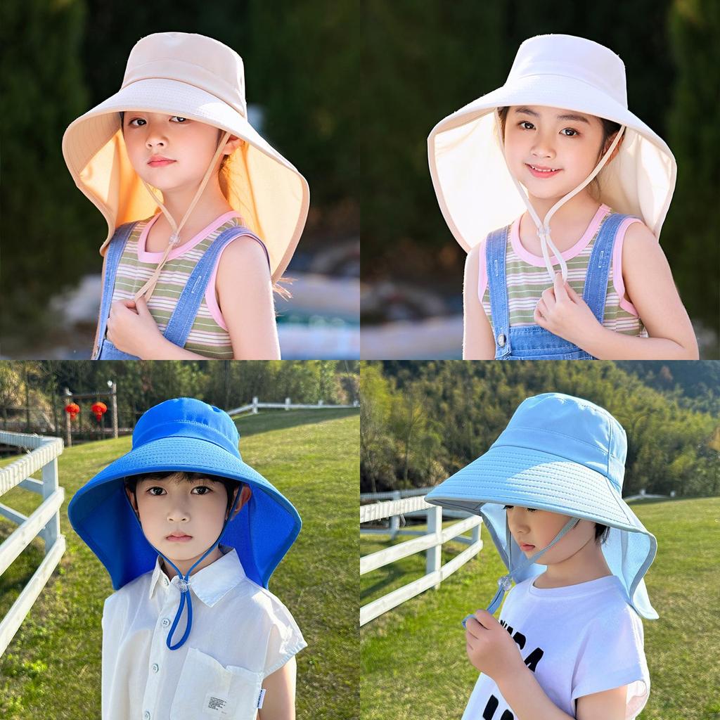 Детская летняя уличная шляпа от солнца с широкими полями и защитой шеи для девочек и мальчиков