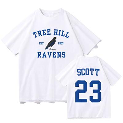 Scott 23 TREE HILL RAVENS Футболка с коротким рукавом Летняя ЖенскаяМужская Футболка Хлопок Высокое Качество Круглый Вырез Футболки Графические Футболки