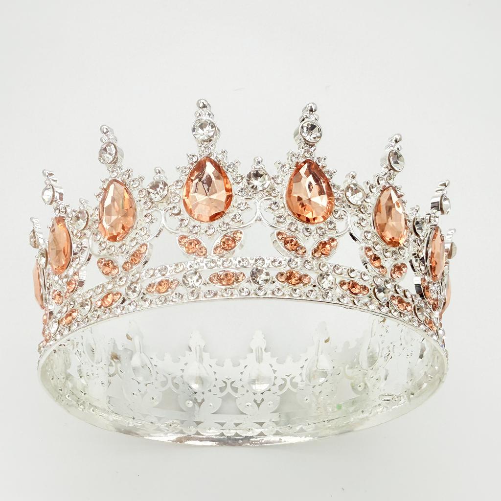 Full Circle Crown Tiara Colorful Baroque Retro Full Diamond Jewelry Wedding Accessories Crown Bridal Crown