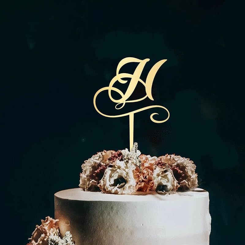 Топпер для торта с первой буквой K, монограмма, акриловый топпер для кексов, забавные аксессуары для торта для украшения свадебной годовщины, дня рождения, вечеринки, зеркальное золото
