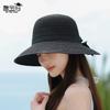 Летняя пляжная шляпа от солнца с бантом, женская модная шляпа от солнца с большими полями, полая, дышащая, солнцезащитная шляпа-ведро
