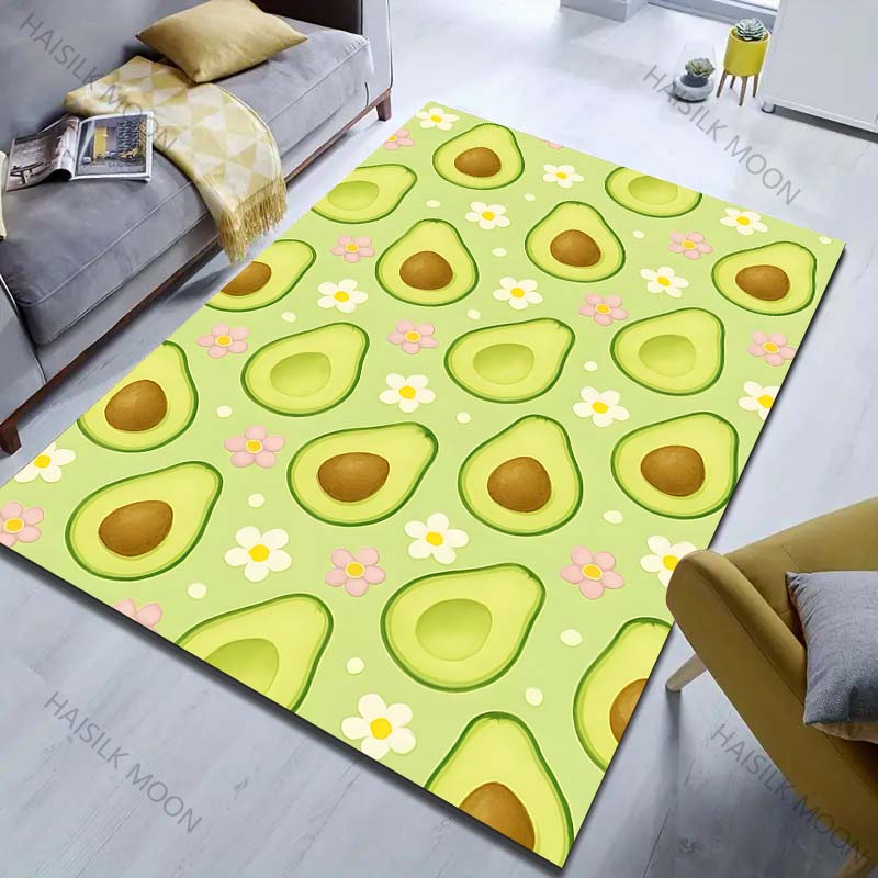 Multiple sizes Floral Avocado Rug Pattern Carpet for Living Room Bedroom Sofa Home Decor Non-slip Floor Mat Luxury Gift