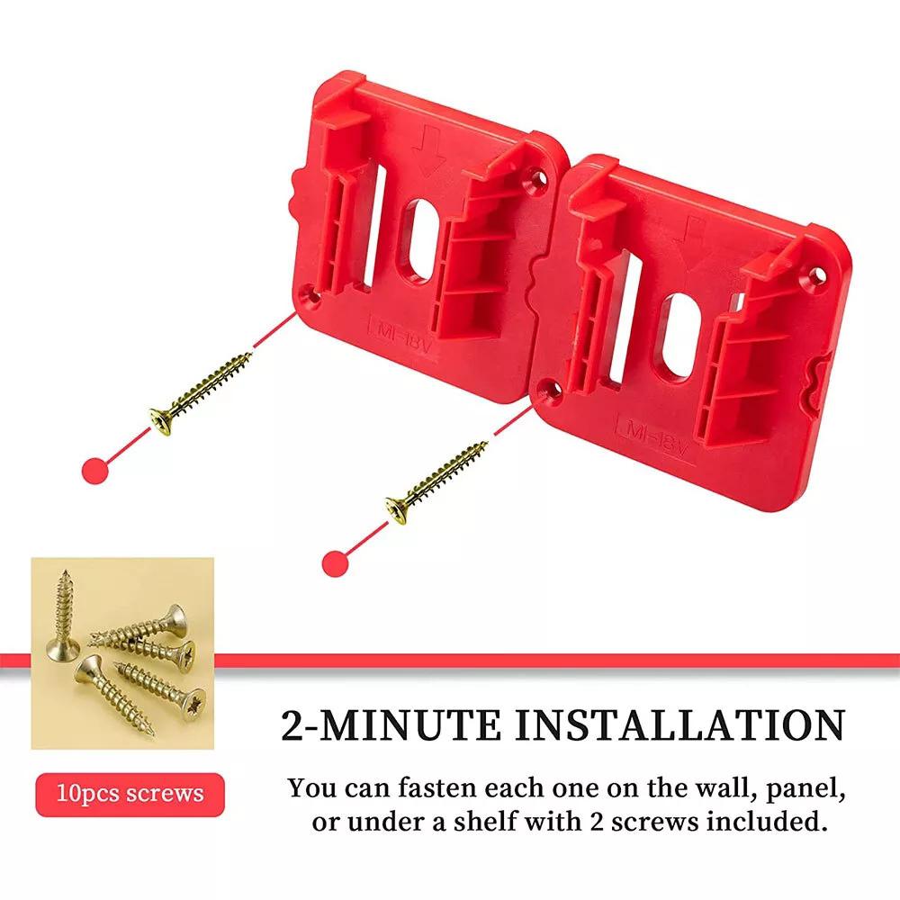 1-10PCS Power Tools Lithium Battery Holder Storage Fixed Bracket Installation Base Rack For Milwaukee For M18 18V Li-ion Battery