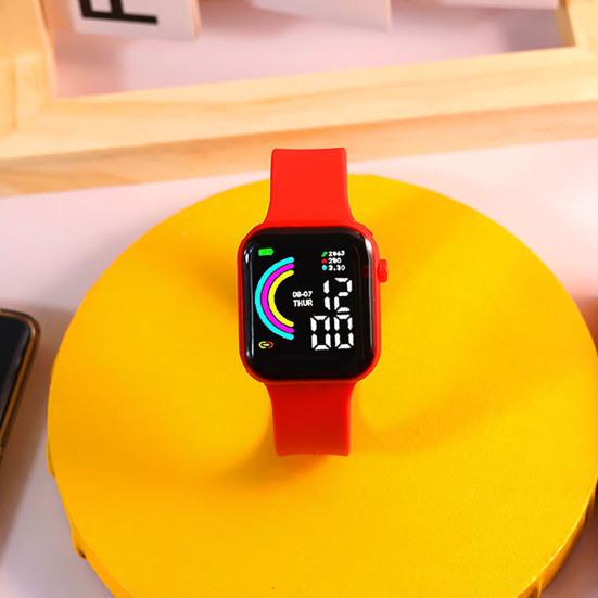 Electronic Watch Digital Display Button Control Square Dial Adjustable LED Precise Time Portable Teens Students Digital Wristwatch Daily Accessory