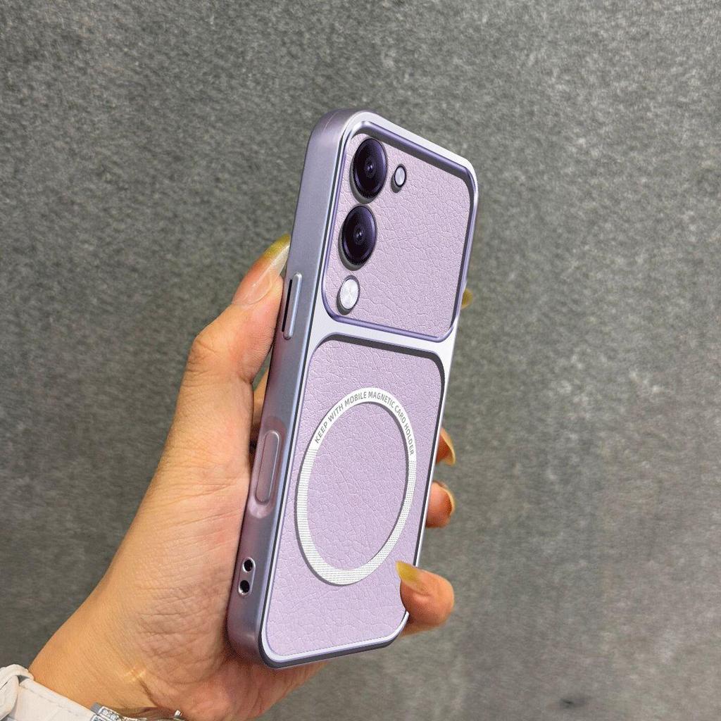 Улучшенный защитный чехол с большим объективом для Vivo Y29t 5G, Y29s 5G, Y04, Y04s. Роскошный кожаный чехол с магнитным кольцом.