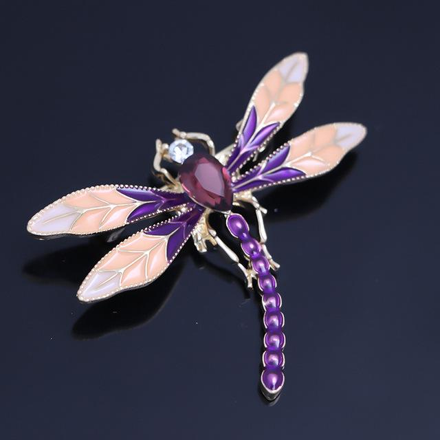 Fashion Dragonfly Crystal Brooch Women Shirt Suit Rhinestone Insect Animal Pins Brooches Party Gift