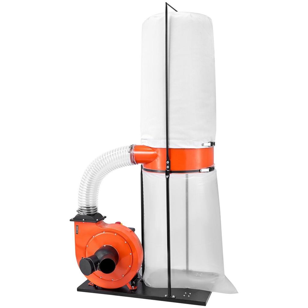 Dust Collector, 1100 CFM 2.5 Micron Vortex Cone Dust Collectors, 1.5HP Sawdust Collection System with132.5L Dusts Collector Bag & 159L Filter Bag,