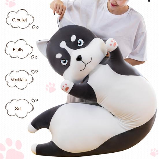 Husky Plush Doll  Soft Stuffed Animal 110/130cm Long Fluffy Dog Pillow Decorative Animal Shape Cushion for Waist And Back Support