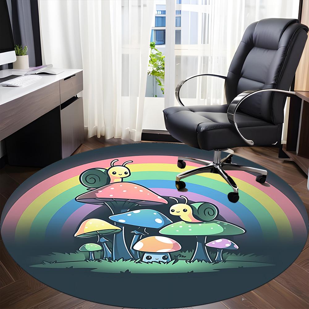 1pc Mushroom Snail Office Round Area Rug, Under Office Chairs Bedroom Living Room Home Decor, Room Deco, Available in Various Sizes 166